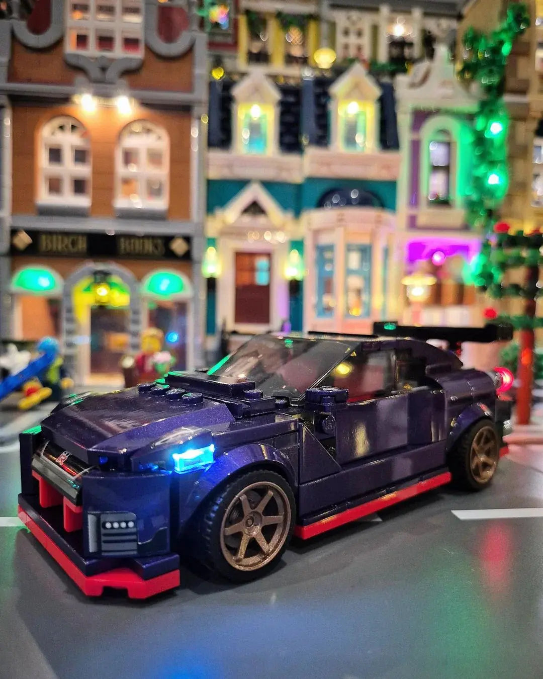 LEGO® Technic sports car illuminated with BrightMyBricks LED light kit – real customer photo.