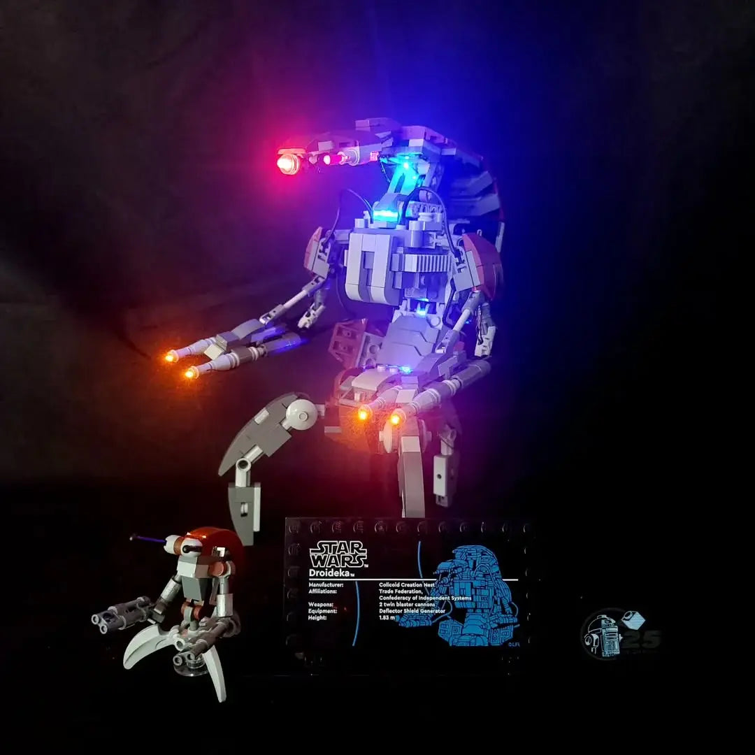 LEGO® Star Wars illuminated with BrightMyBricks LED lighting kit – vibrant custom sci-fi display.