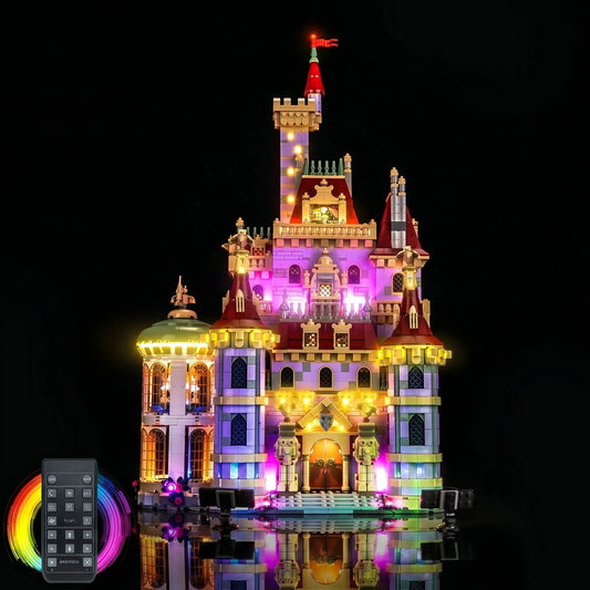 light kit for LEGO® Disney Beauty and the Beast Castle #43263, front view fully lit