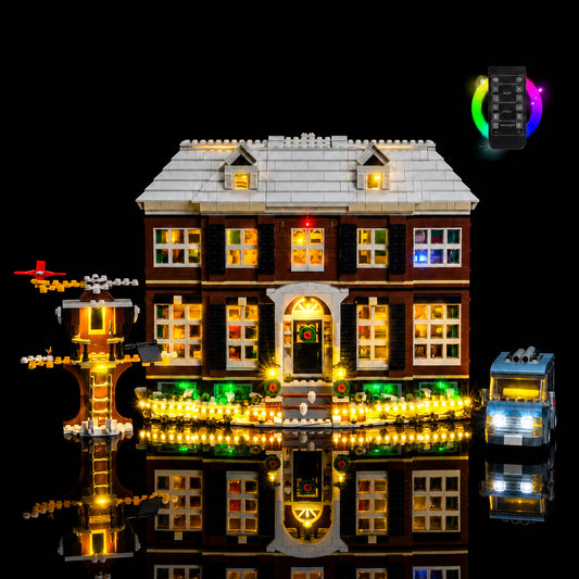 display lighting in a dark room: Bright My Bricks premium LED light kit for LEGO® Home Alone #21330