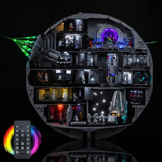 LEGO® Star Wars Death Star #75419 — warm LED glow detail (LED lighting kit)