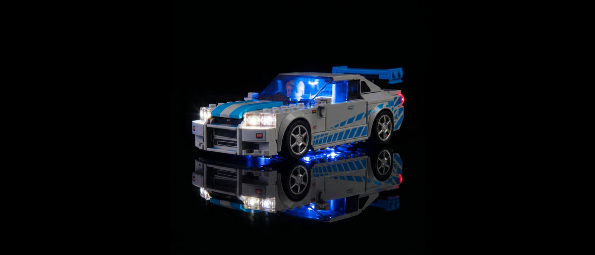Feux arrière emblématiques « Afterburner » — Kit LED pour LEGO® Nissan Skyline GT-R (R34) 2 Fast 2 Furious #76917