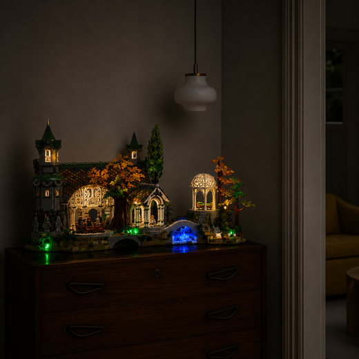LEGO The Lord of the Rings Rivendell 10316 lit by a Bright My Bricks LED kit