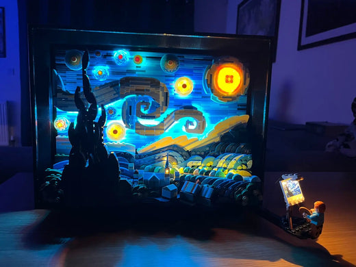 LEGO Vincent van Gogh The Starry Night 21333 illuminated with a Bright My Bricks LED kit
