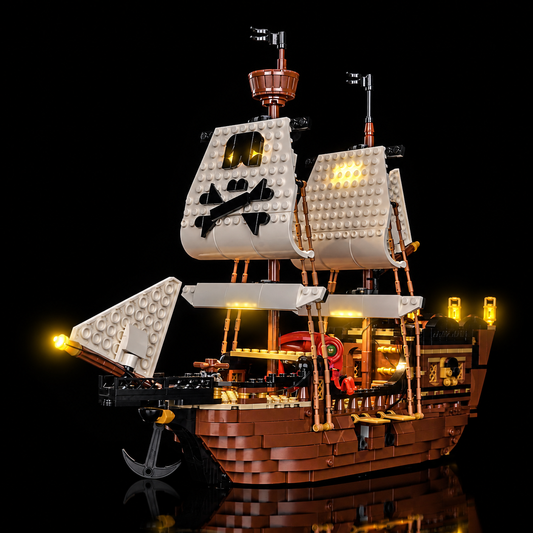 LED light kit for LEGO Creator 3-in-1 Iconic Pirate Ship 31387, illuminated front display
