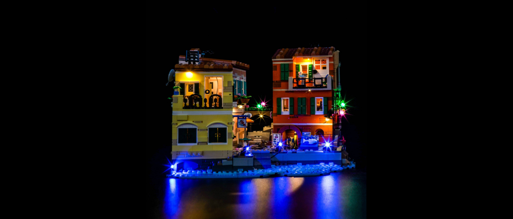 Light Kit for LEGO® Ideas Italian Riviera #21359 — lit with the LED light kit