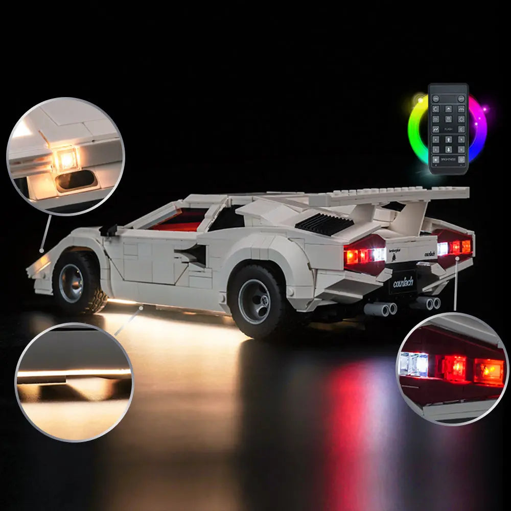 Light Kit for LEGO Lamborghini Countach 5000 Quattrovalvole 10337 Bright My Bricks