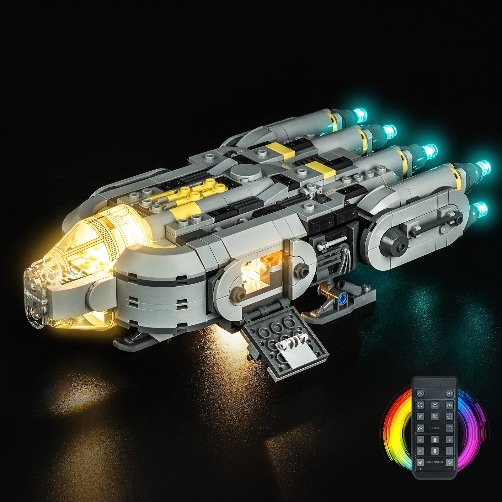 LEGO Star Wars Anzellan Starship #75445 with LED lights installed