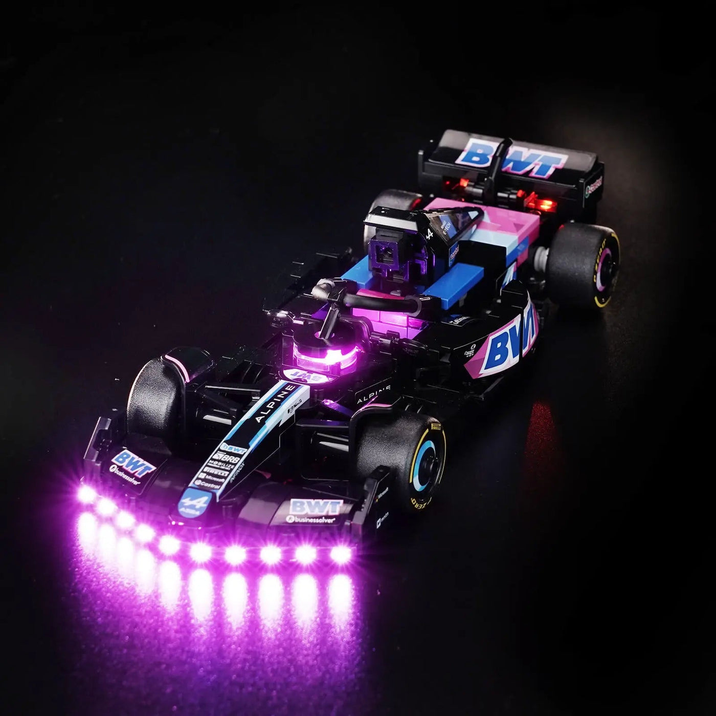 LED Wall Frame for LEGO® F1 Speed Champions – Light Up Your Grid illuminated at night (custom LEGO® lighting)