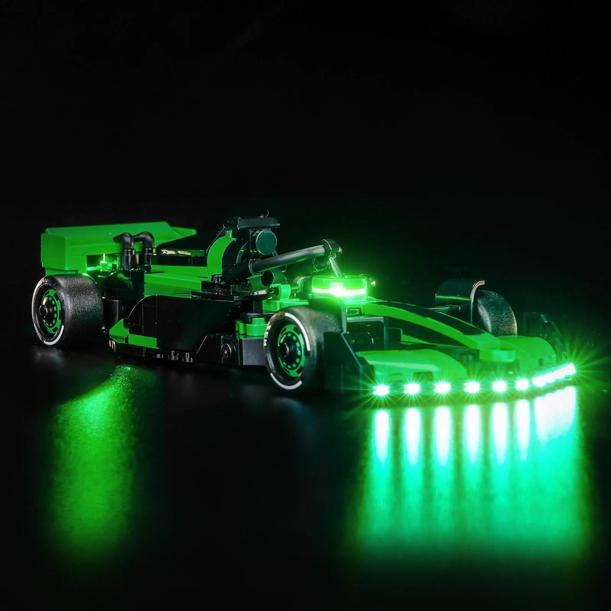 LED Wall Frame for LEGO® F1 Speed Champions – Light Up Your Grid side angle with lights on (custom LEGO® lighting)