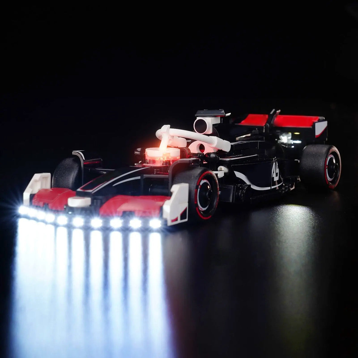 LED Wall Frame for LEGO® F1 Speed Champions – Light Up Your Grid front view fully lit (USB-powered LED lights for LEGO®)