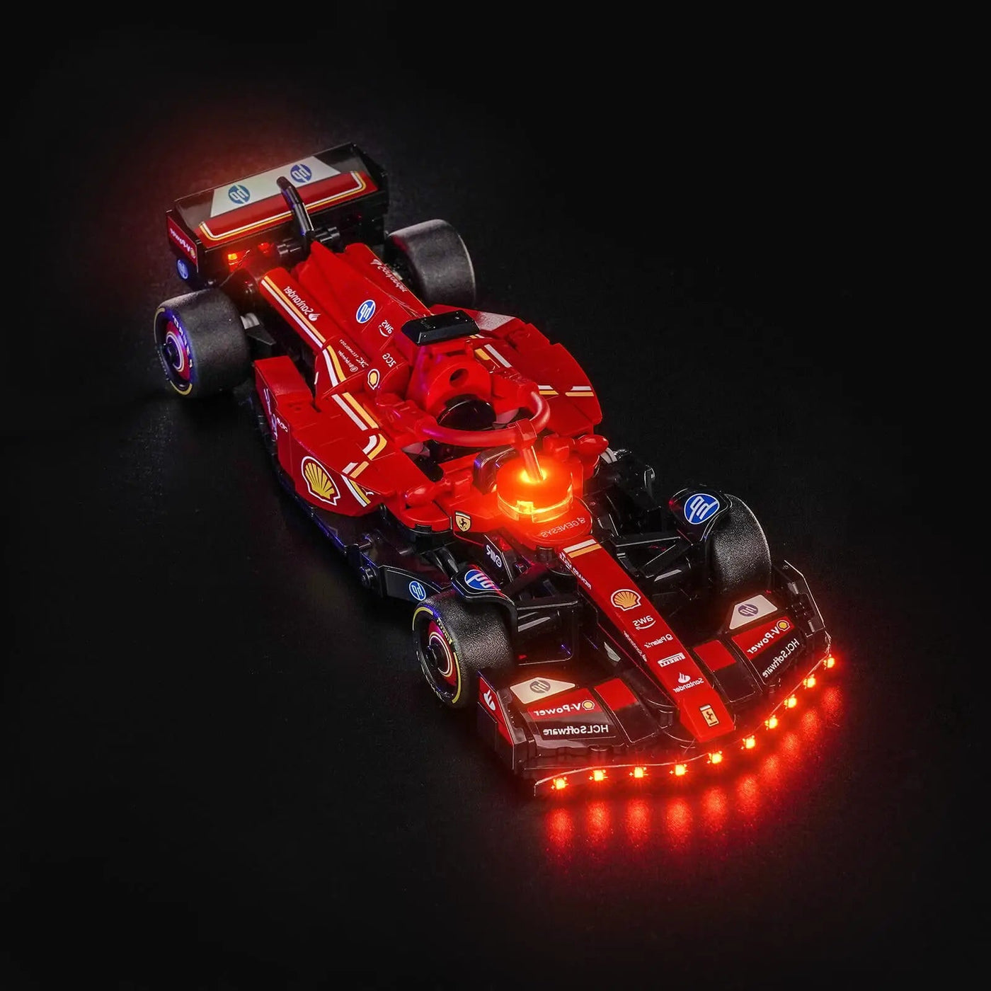 LED Wall Frame for LEGO® F1 Speed Champions – Light Up Your Grid lighting effect on the build (custom LEGO® lighting)