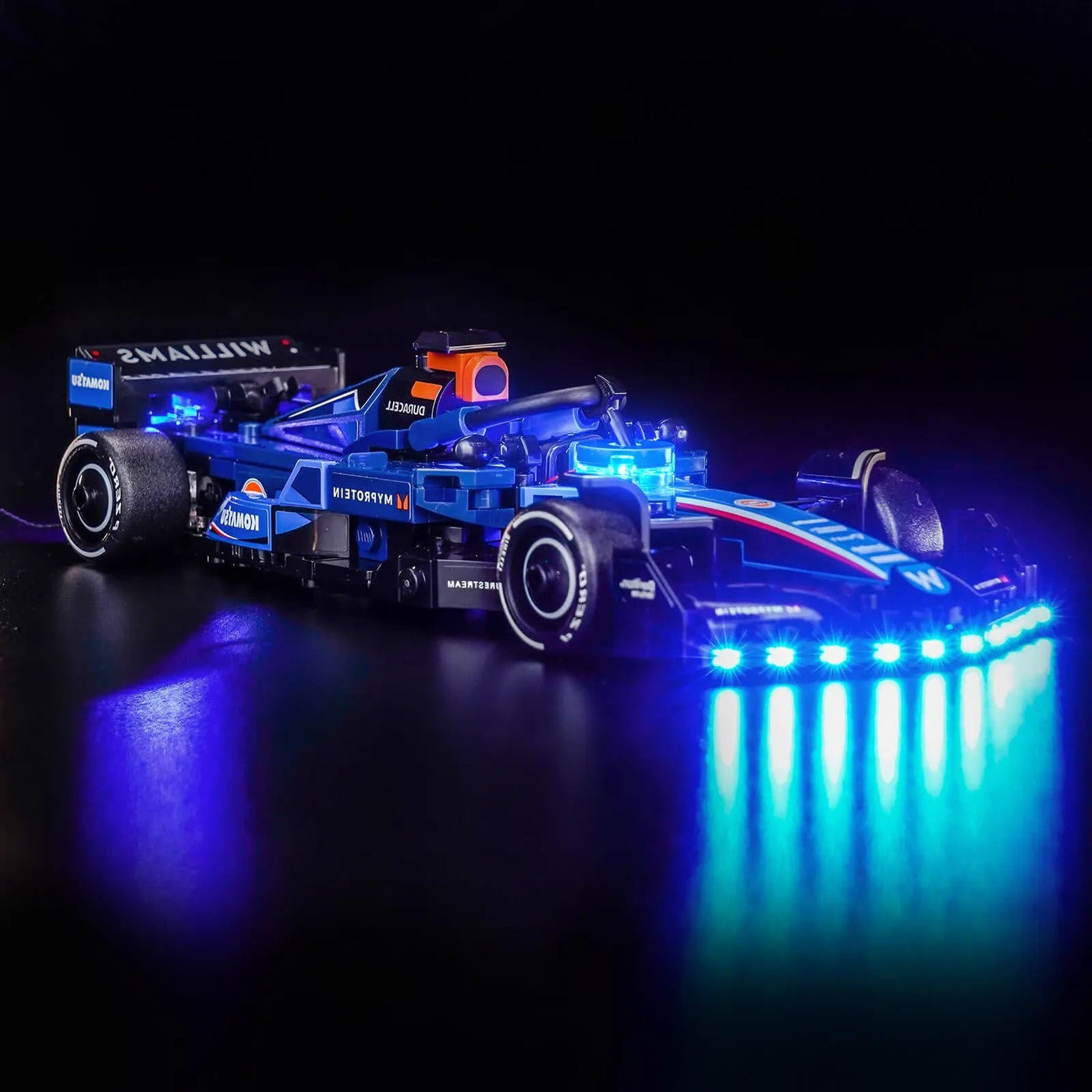 LED Wall Frame for LEGO® F1 Speed Champions – Light Up Your Grid installed and glowing (LED lights for LEGO® builds)