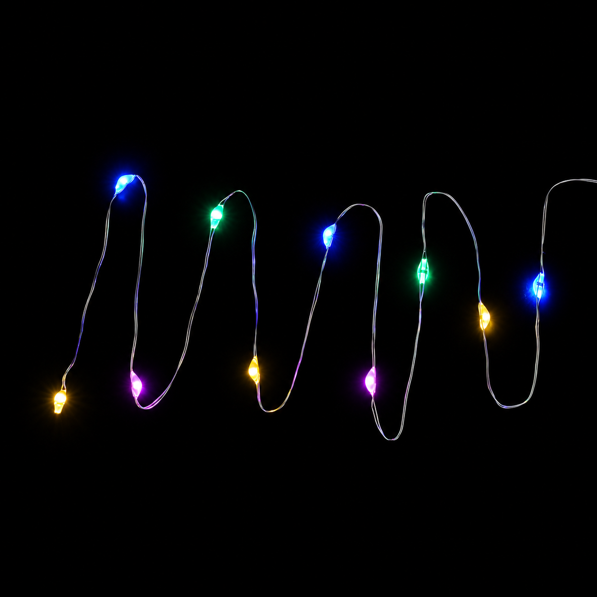 Flexible four-colour LED string arranged in a wave