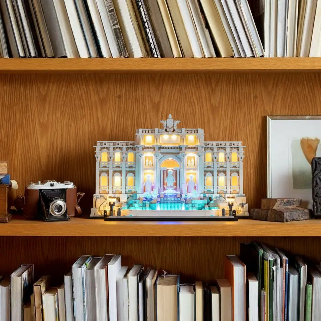 Image highlighting LEGO® buildings and modular sets illuminated with Bright My Bricks LED kits. Perfect for architecture fans aiming to showcase their structures with stunning, easy-to-install lighting.