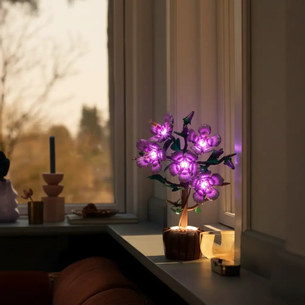 Image showcasing LEGO® Botanical sets beautifully lit with Bright My Bricks LED kits. Ideal for plant lovers and collectors wanting to enhance floral builds with elegant, easy-to-install lighting effects.