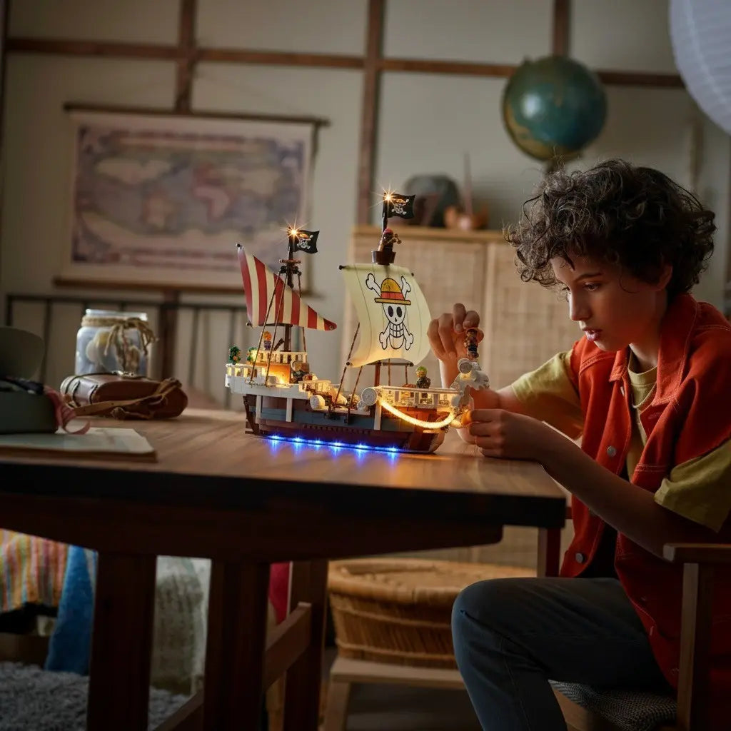 Illuminate your LEGO® One Piece sets with specialized LED light kits from Bright My Bricks. Enhance your favorite pirate ships and scenes with vibrant, easy-to-install lighting for a stunning, collector-inspired display.