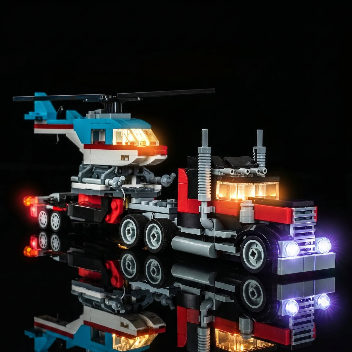 LED-Beleuchtungsset für LEGO® Tieflader mit Hubschrauber #31146