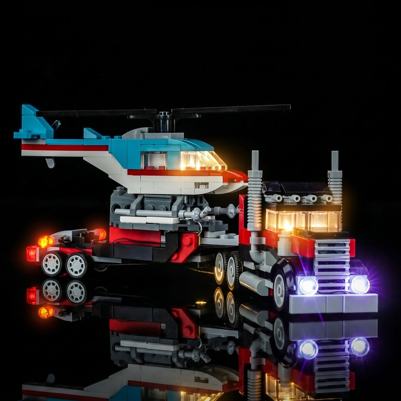 LED-Beleuchtungsset für LEGO® Tieflader mit Hubschrauber #31146
