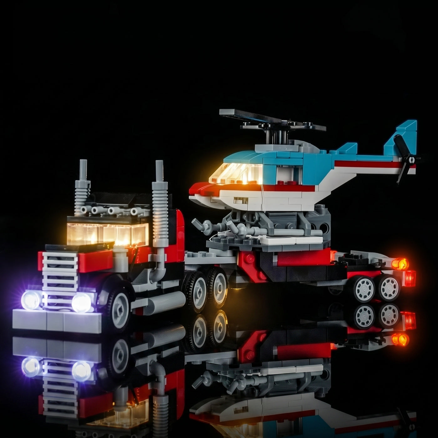 LED-Beleuchtungsset für LEGO® Tieflader mit Hubschrauber #31146