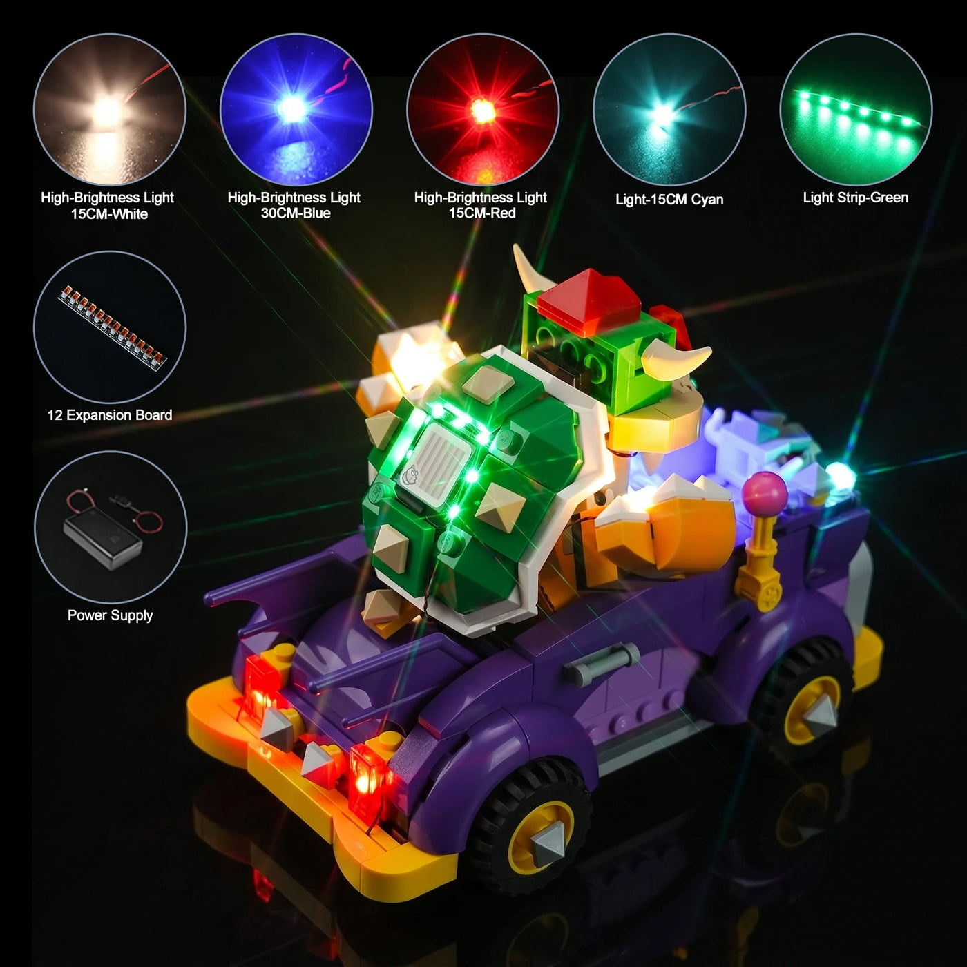 Kit LED pour LEGO® Ensemble d'extension Bolide de Bowser #71431