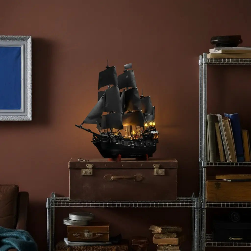 Captain Jack Sparrow's LEGO Pirate Ship 10365 is ready to sail the seas with a dramatic lighting kit from Bright My Bricks.