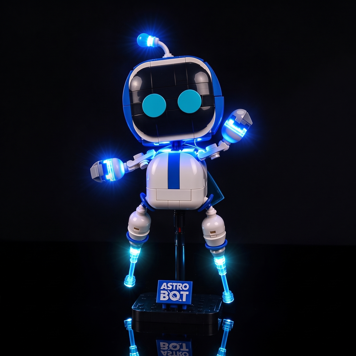 LEGO® Astro Bot™ #40899 — full figure with arms spread on a reflective background