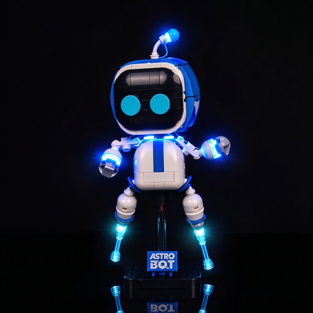 LEGO® Astro Bot™ #40899 — front display view with arms spread and name plaque