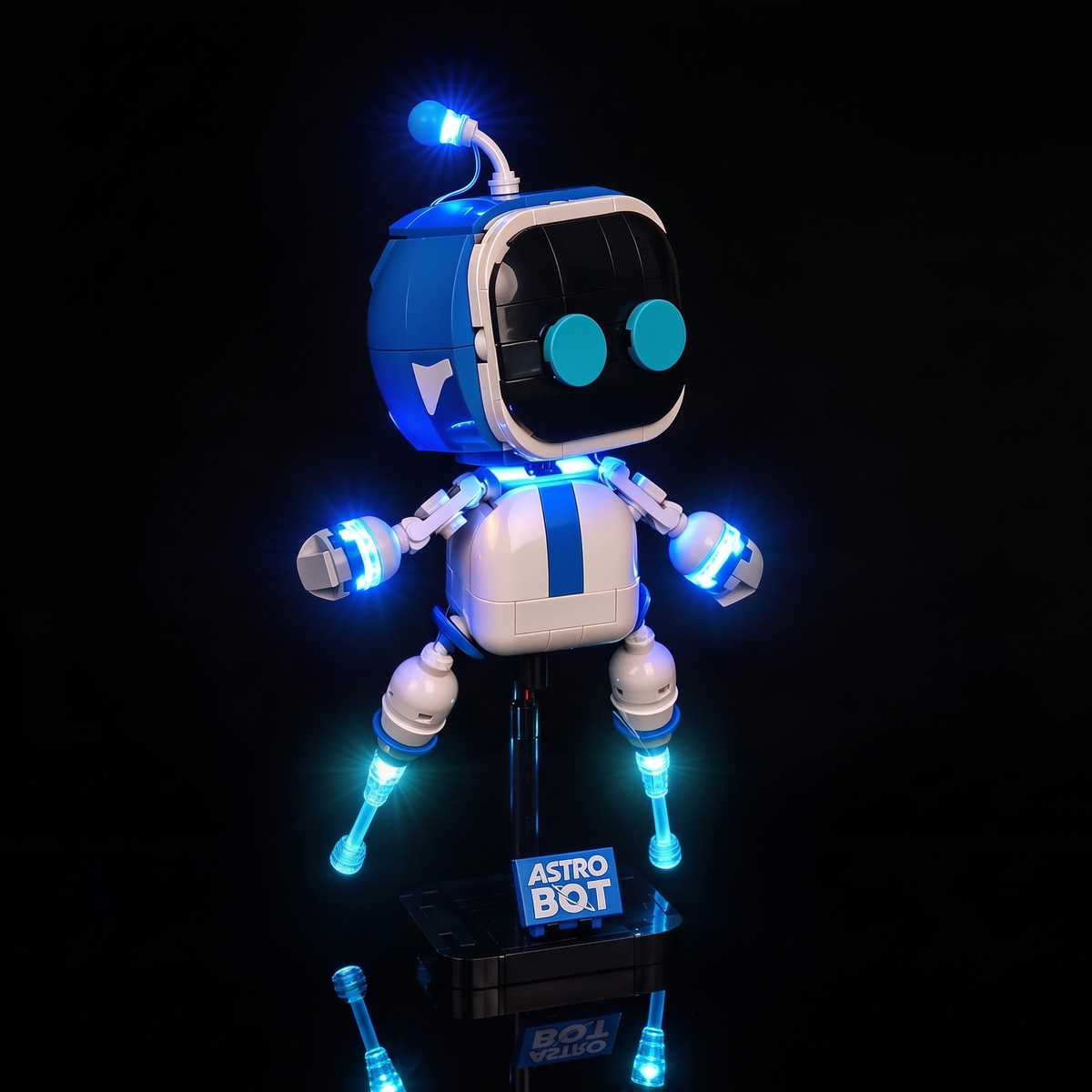 LEGO® Astro Bot™ #40899 — three-quarter view facing right with blue accents