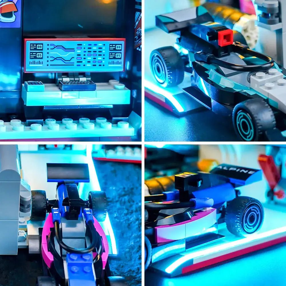 Light Kit for LEGO City F1® Garage & Mercedes - AMG & Alpine Cars 60444 - Bright My Bricks