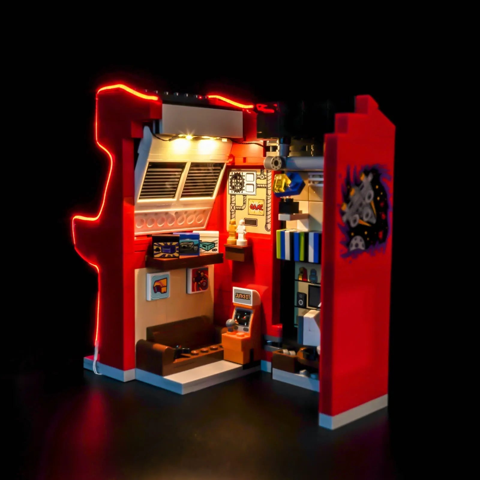 LEGO Arcade Machine #40805 illuminated at night