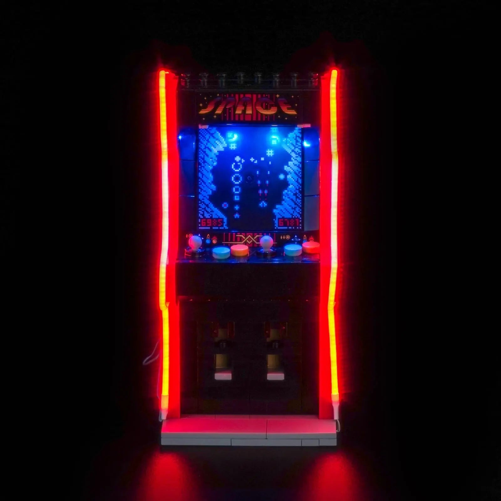 Close-up of LED lights on LEGO Arcade Machine #40805