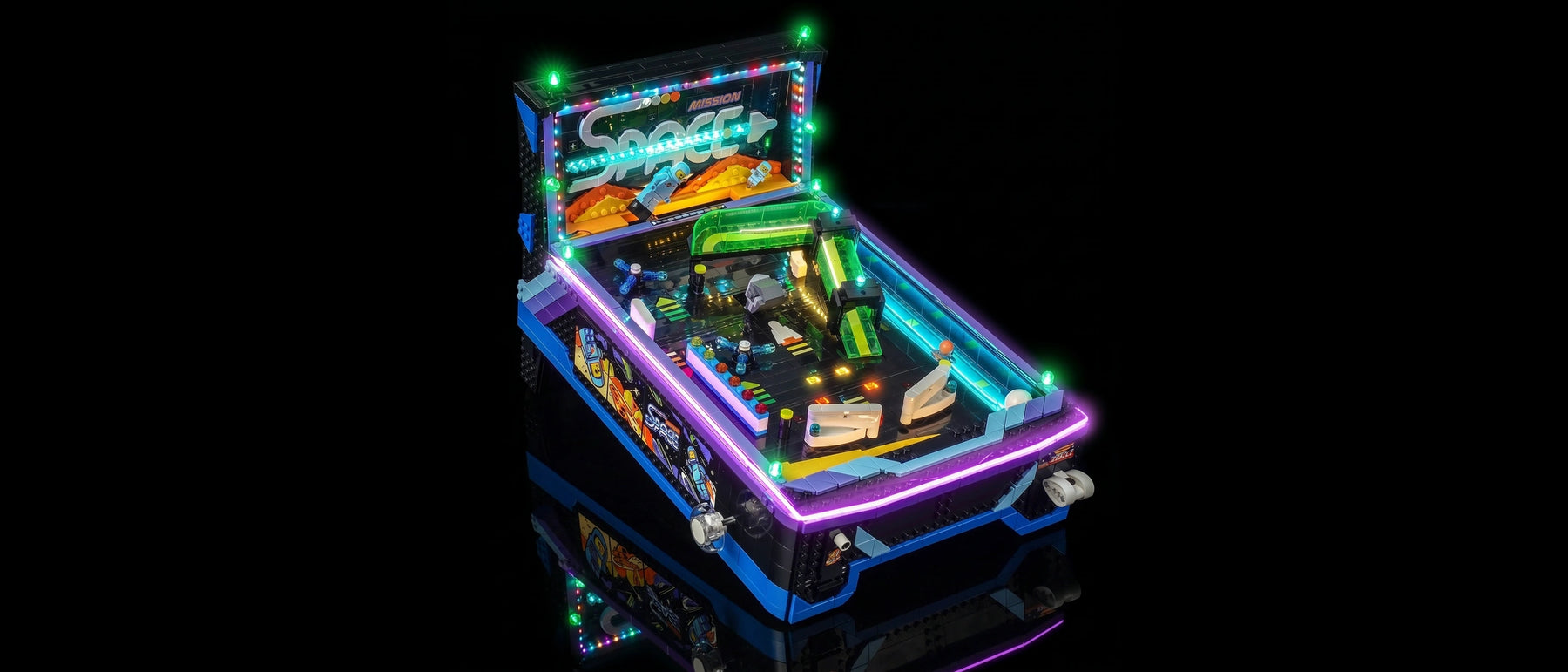Light Kit for LEGO® Arcade Pinball Machine #11374 — lit with the LED light kit