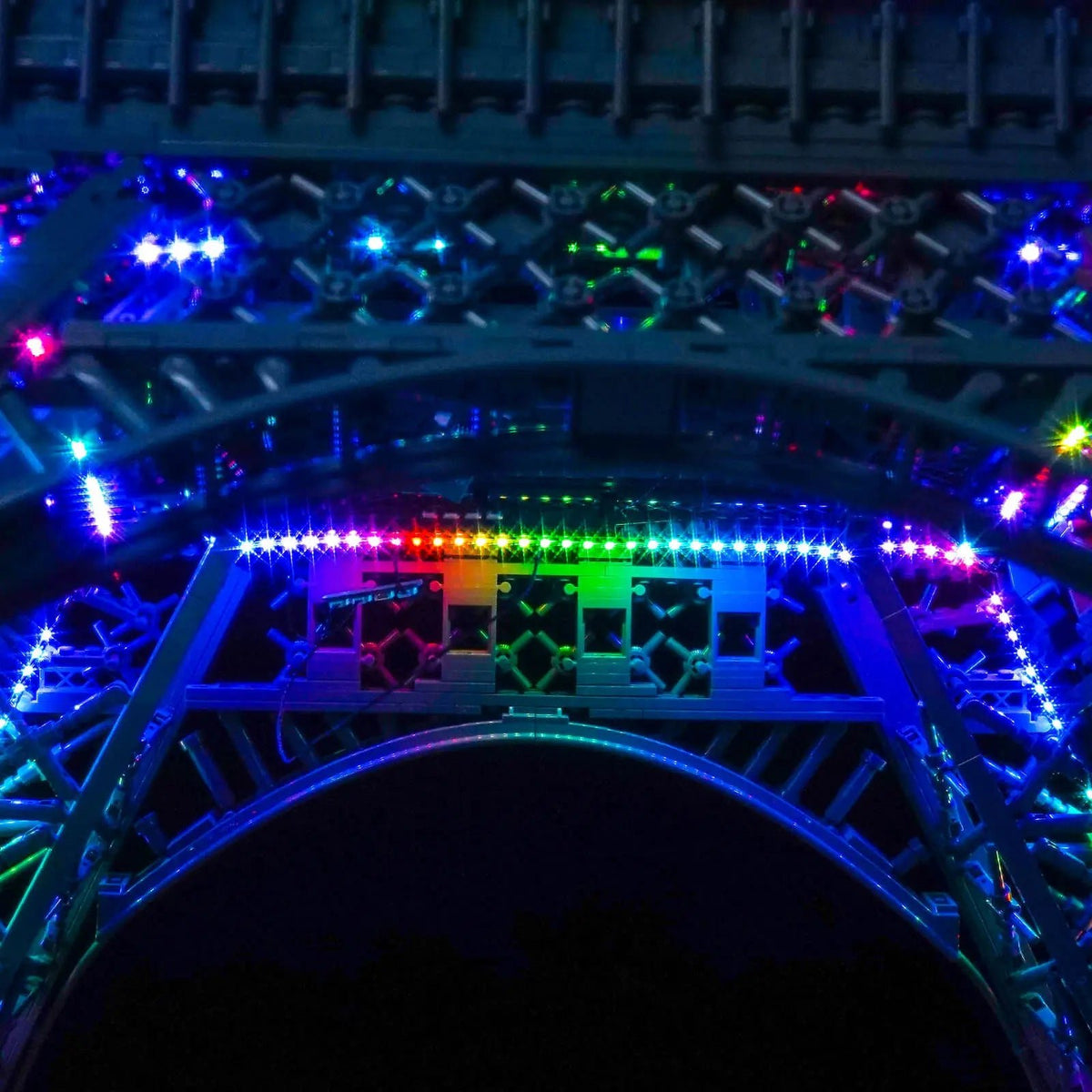 lighting effect on the build: Bright My Bricks LED lights for LEGO® Architecture Eiffel Tower #10307
