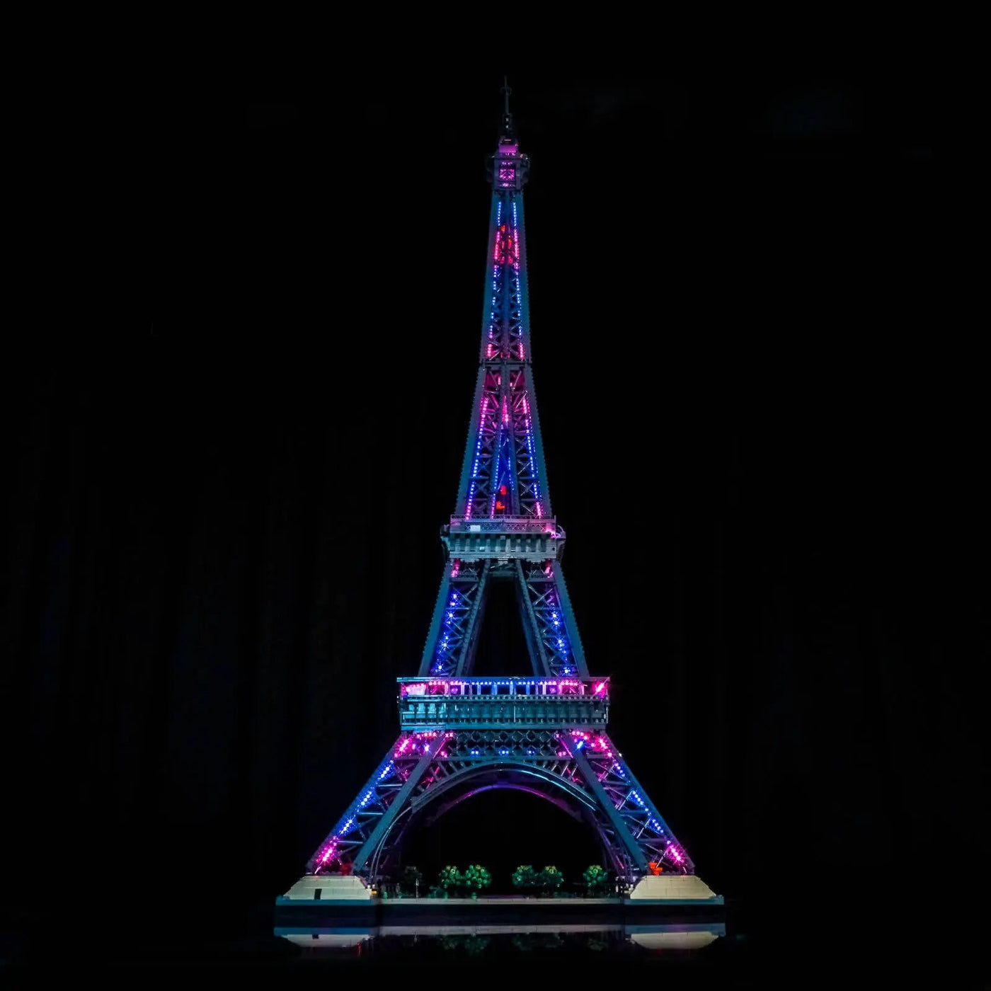 LEGO® Architecture Eiffel Tower #10307 — fully illuminated on display (USB-powered LED light kit)