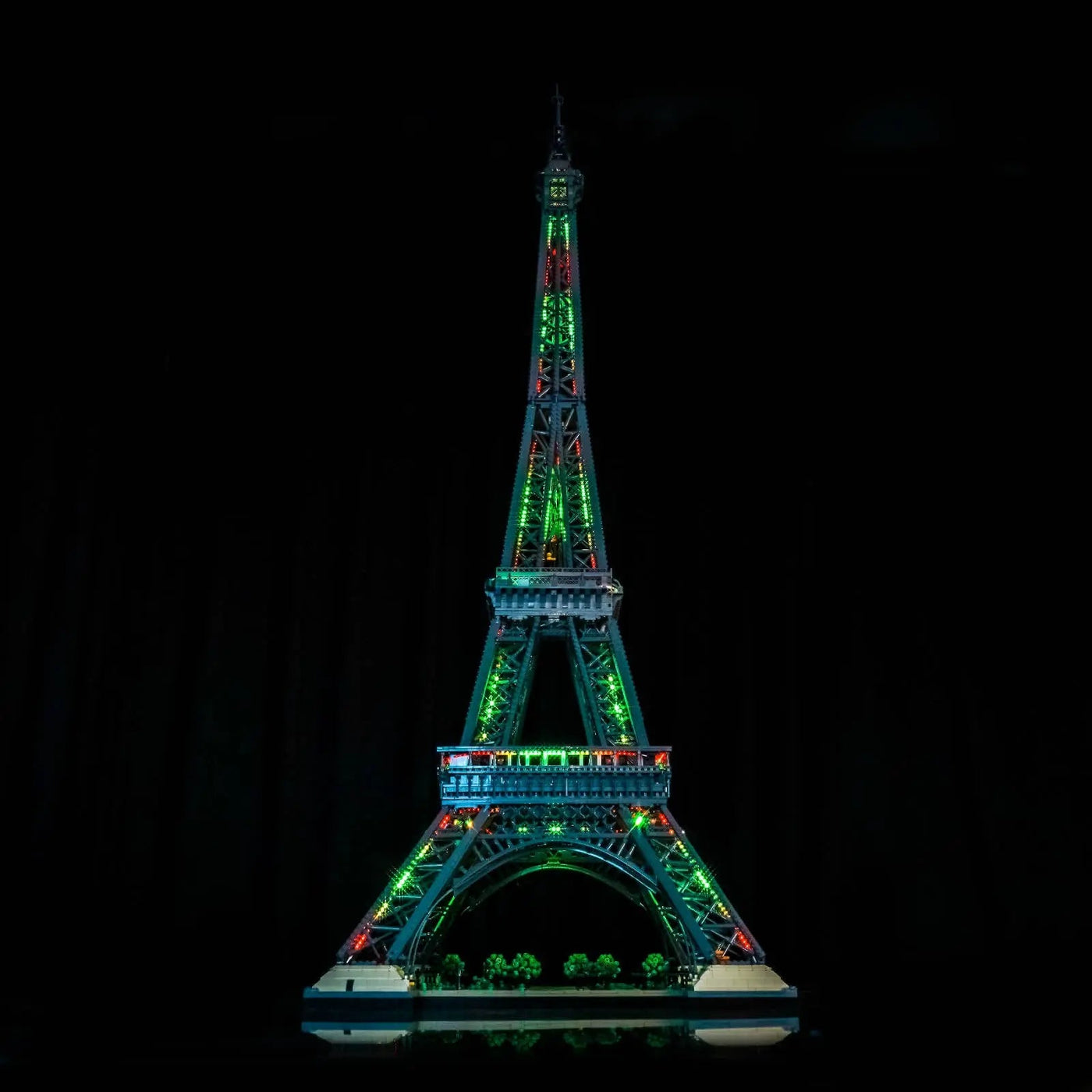 showcase lighting view: Bright My Bricks custom LED lighting for LEGO® Architecture Eiffel Tower #10307