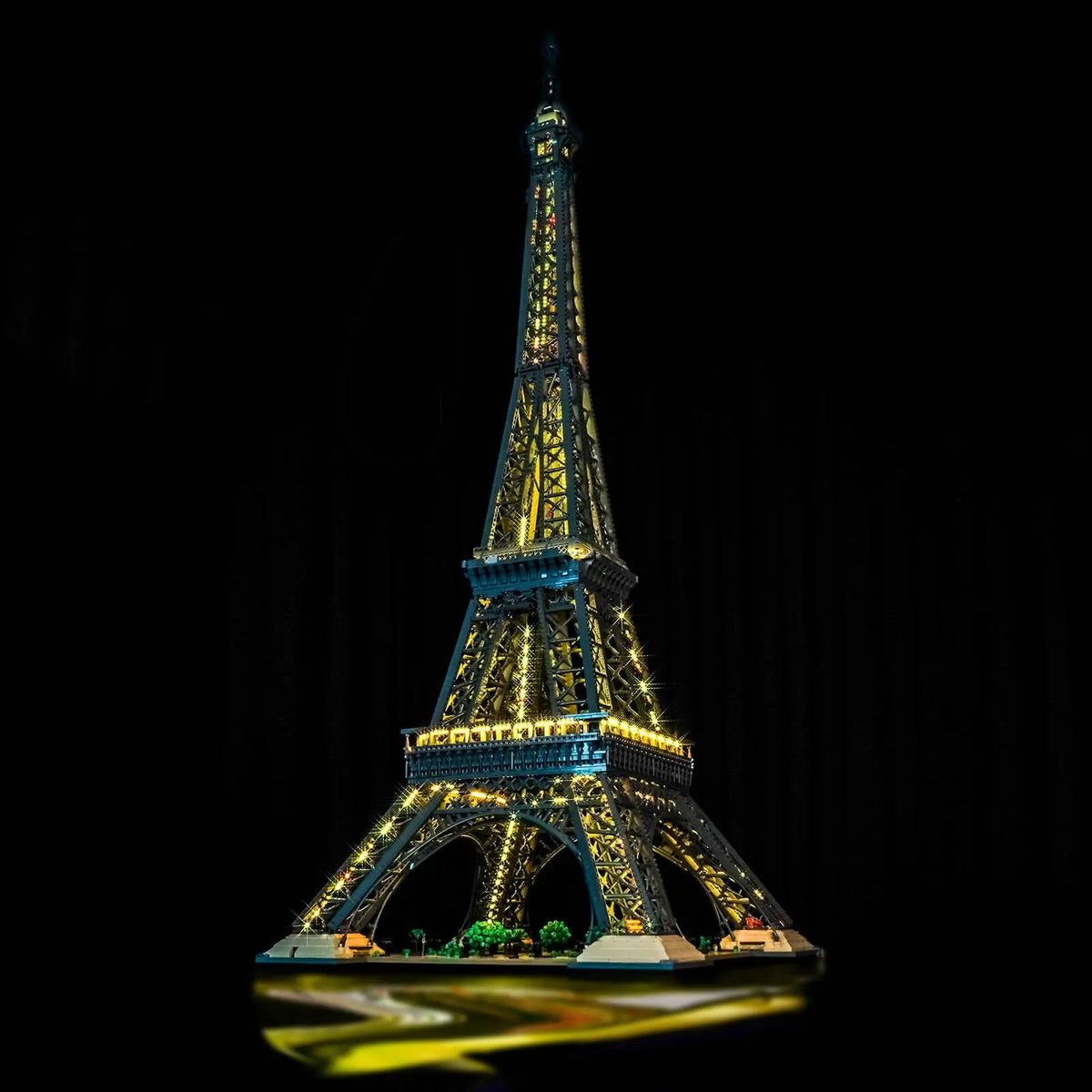 LEGO® Architecture Eiffel Tower #10307 brightened interior detail, with the custom LED lighting