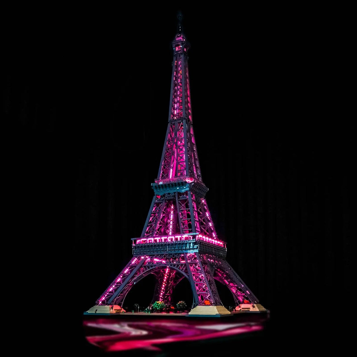 Bright My Bricks DIY LED light kit for LEGO® Architecture Eiffel Tower #10307 — installed and glowing