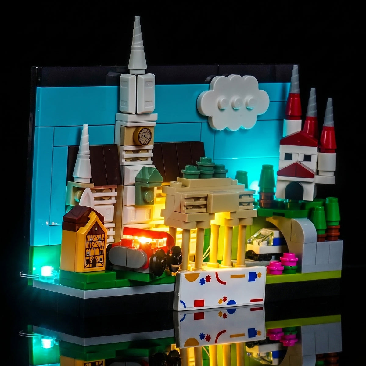 LEGO® Architecture Germany Postcard #40954 — showcase lighting view (RGB LED light kit)