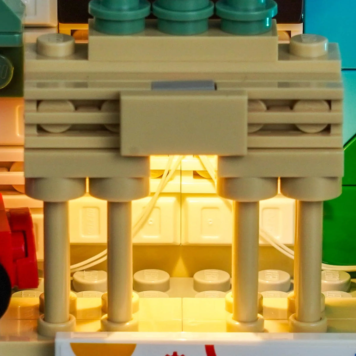 Bright My Bricks DIY LED light kit for LEGO® Architecture Germany Postcard #40954 — brightened interior detail