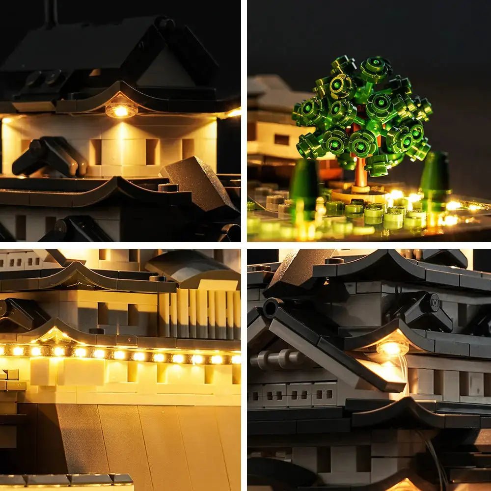 Bright My Bricks LED light kit for LEGO® Architecture Himeji Castle #21060 — illuminated at night