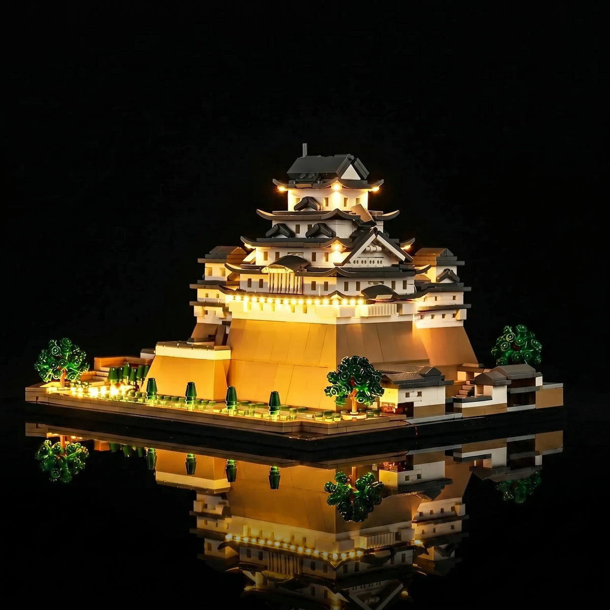 Bright My Bricks LED light kit for LEGO® Architecture Himeji Castle #21060 — warm LED glow detail