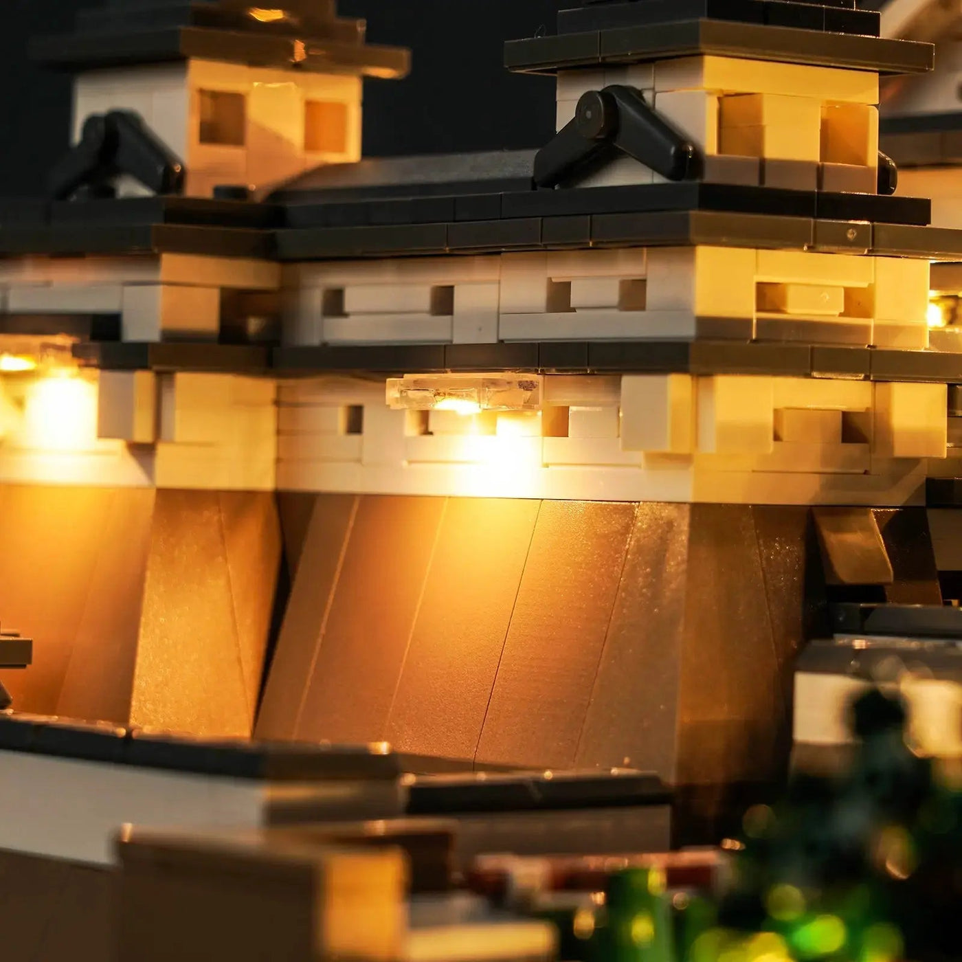 Bright My Bricks display light kit for LEGO® Architecture Himeji Castle #21060 — brightened interior detail
