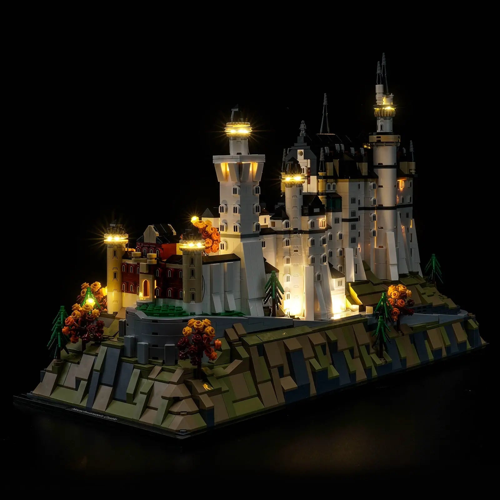 LEGO Architecture Neuschwanstein Castle #21063 illuminated at night