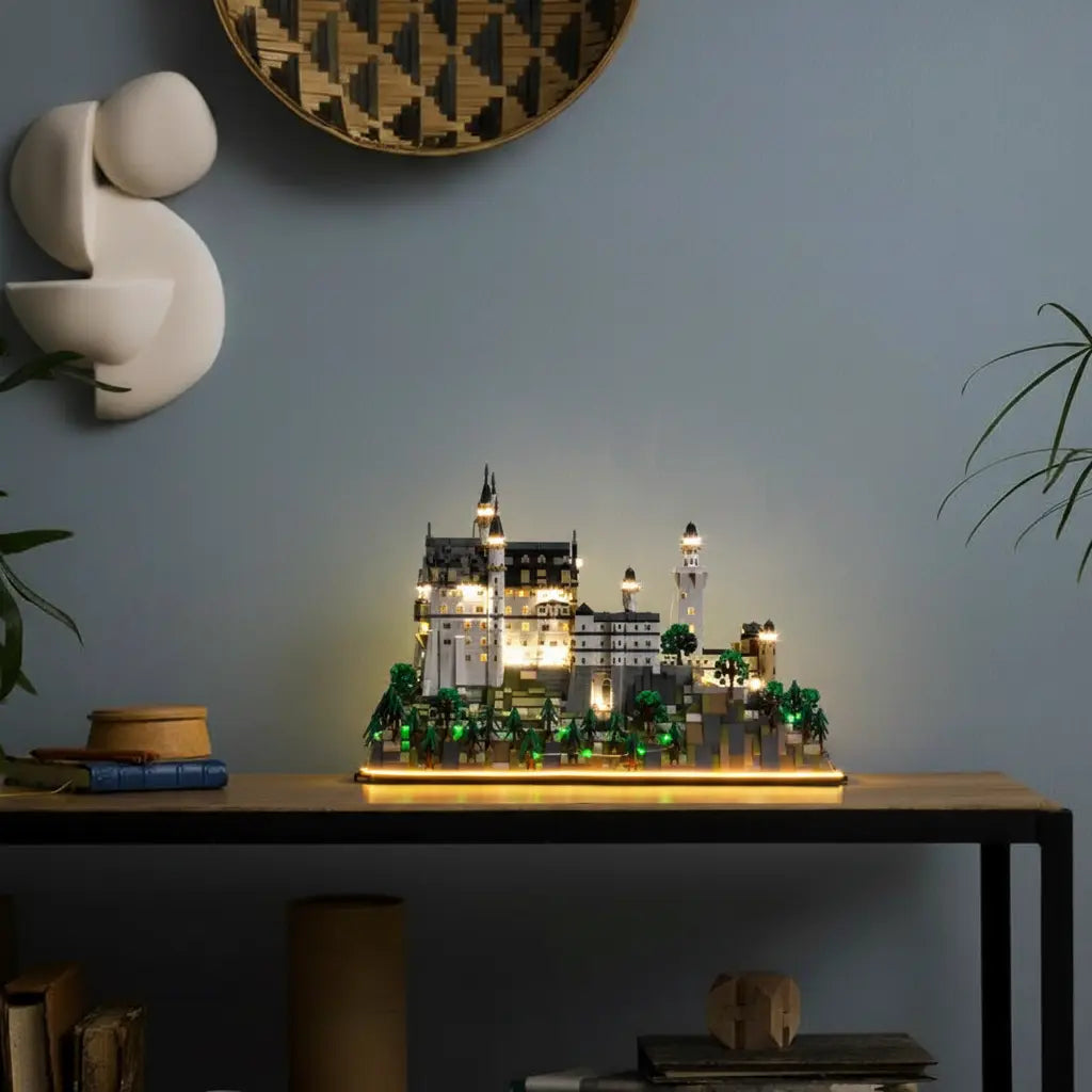 Bright My Bricks LED lights for LEGO® Architecture Neuschwanstein Castle #21063 — lighting effect on the build