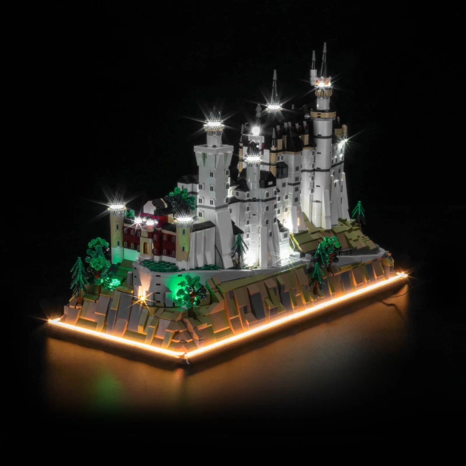 Close-up of LED lights on LEGO Architecture Neuschwanstein Castle #21063