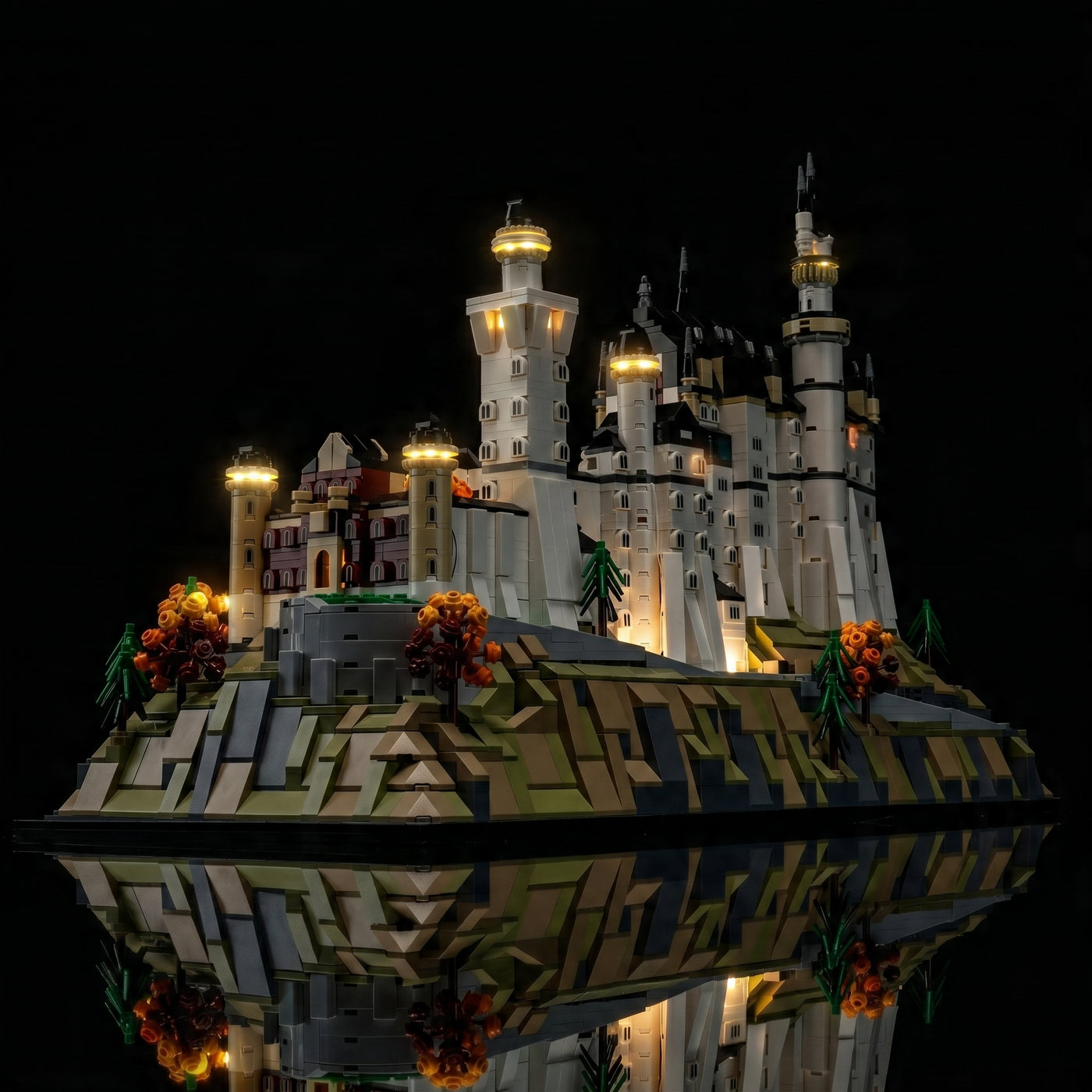Bright My Bricks LED lights for LEGO® Architecture Neuschwanstein Castle #21063 — lighting effect on the build