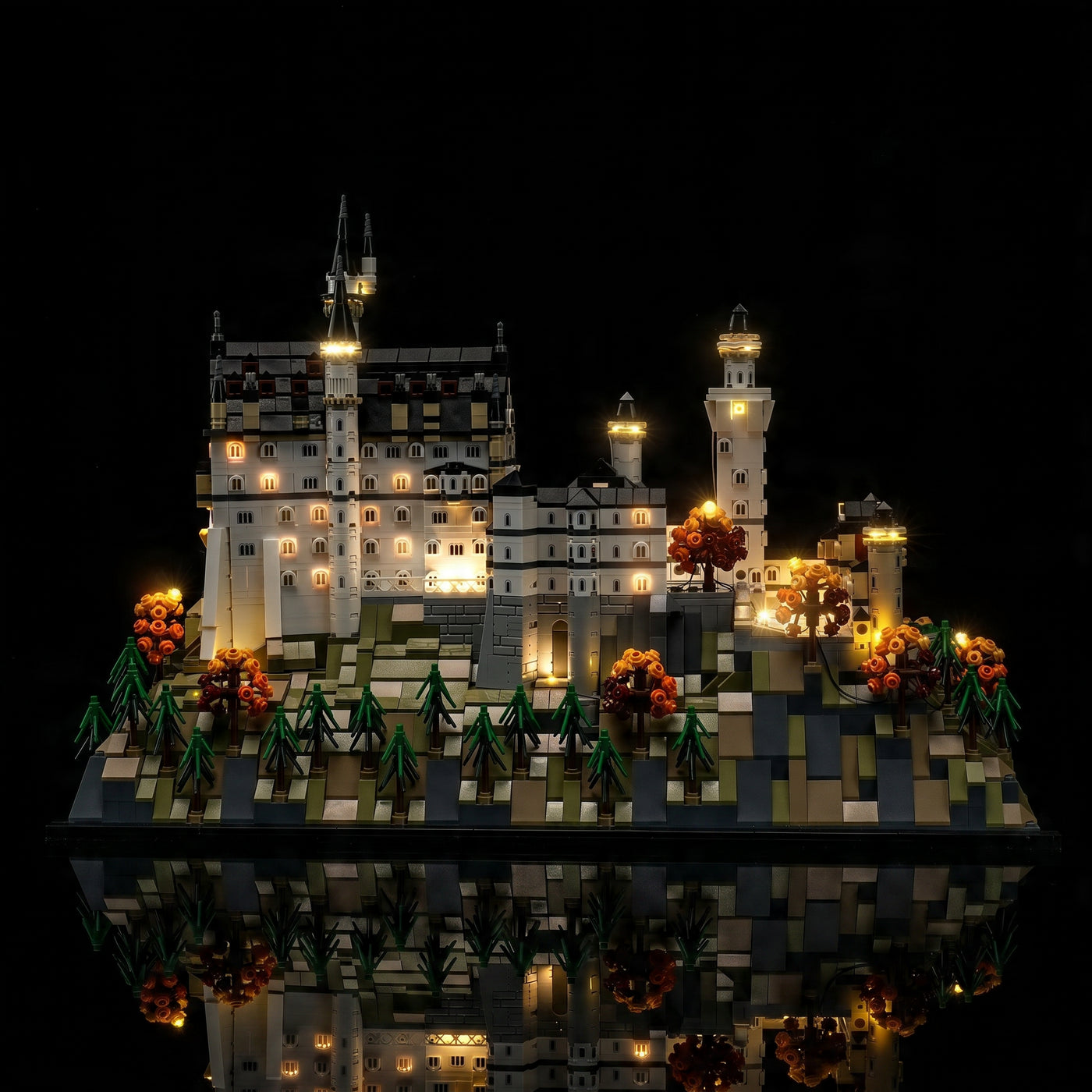 illuminated at night: Bright My Bricks light kit for LEGO® Architecture Neuschwanstein Castle #21063