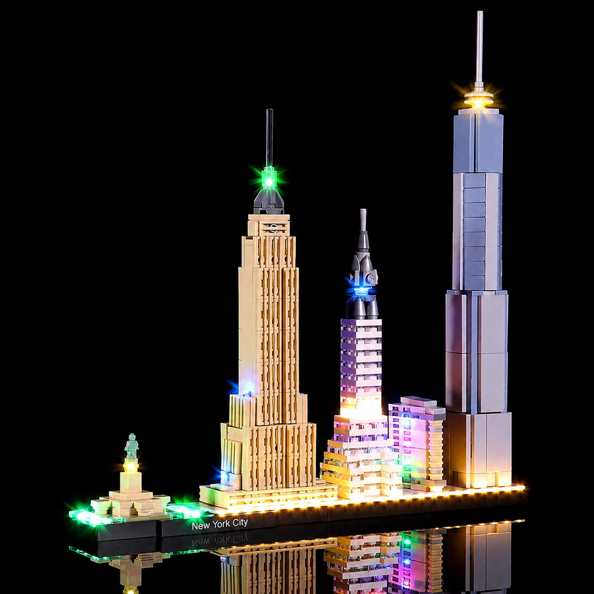 LEGO Architecture New York City #21028 illuminated at night