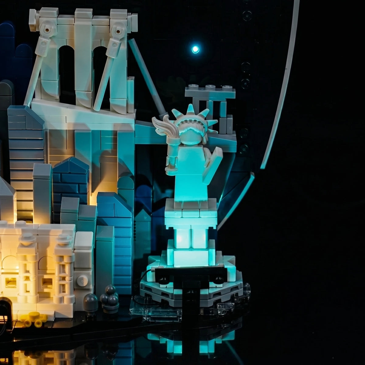 RGB LED light kit for LEGO® Architecture New York City #21066, close-up of the LED lighting detail